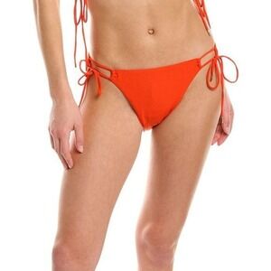 Robin Piccone Aubrey Bikini Bottom Persimmon Red Side Tie Swim 221763 Womens S